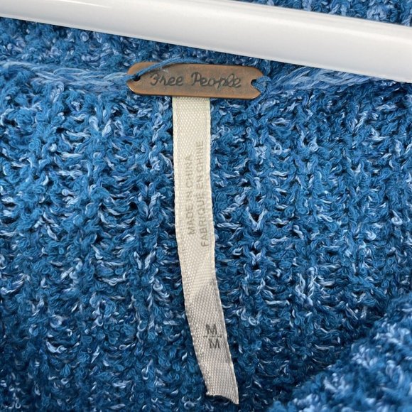 Free People Sweater Women's Size Medium‎ Edessa Blue Off The Shoulder Viscose - Picture 5 of 10